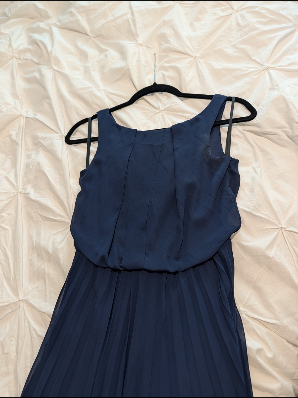 B Darlin Navy Pleated Maxi Dress/Gown - Picture 3 of 5